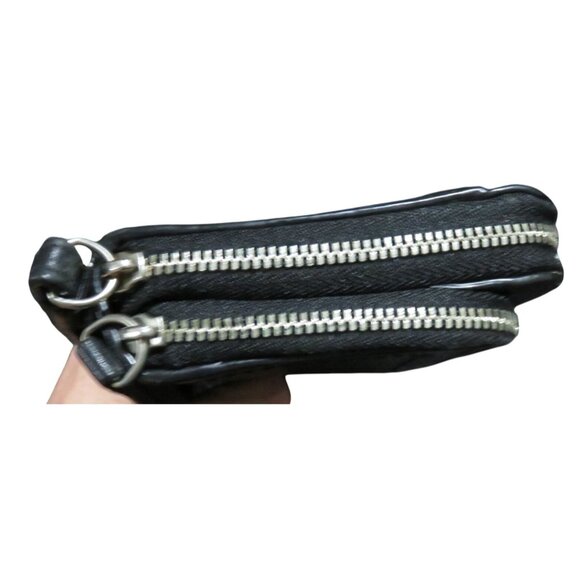 Coach Black Pebbled Leather Double Zip Around Accordion Continental Long Wallet - Picture 4 of 11